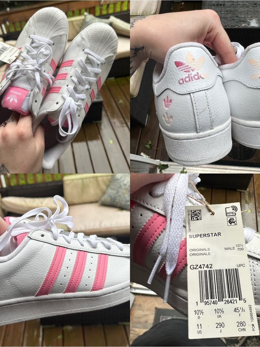 Adidas Originals Superstar White Pink Sneakers Men’s 11 New With Tags